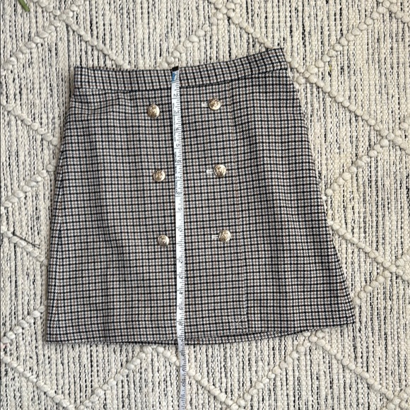 Petite Brushed Check Button Wrap A-Line Skirt - Picture 6 of 13